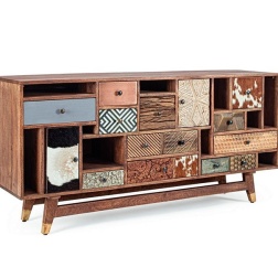 Credenza 2 ante 11 cassetti in legno Dhaval Bizzotto